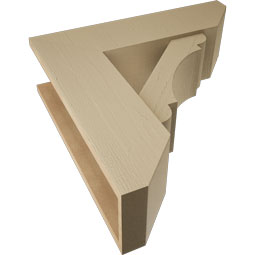 Ekena Millwork - BKTUR0756X26X26OLY06RCPR - Timberthane Faux Wood Olympic Style Bracket w/ Offset Brace, Slat Ends, 7 1/2"W x 26"D x 26"H, Primed Tan