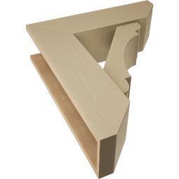 Ekena Millwork - BKTUR0756X26X30OLY06RCPR - Timberthane Faux Wood Olympic Style Bracket w/ Offset Brace, Slat Ends, 7 1/2"W x 26"D x 30"H, Primed Tan