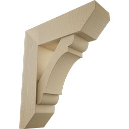 Ekena Millwork - BKTUR0756X26X30OLY06RCPR - Timberthane Faux Wood Olympic Style Bracket w/ Offset Brace, Slat Ends, 7 1/2"W x 26"D x 30"H, Primed Tan