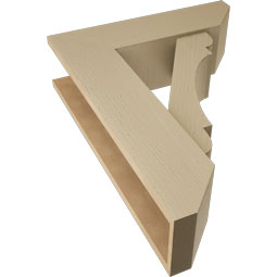 Ekena Millwork - BKTUR0756X26X34OLY06RCPR - Timberthane Faux Wood Olympic Style Bracket w/ Offset Brace, Slat Ends, 7 1/2"W x 26"D x 34"H, Primed Tan