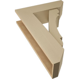 Ekena Millwork - BKTUR0756X26X38OLY06RCPR - Timberthane Faux Wood Olympic Style Bracket w/ Offset Brace, Slat Ends, 7 1/2"W x 26"D x 38"H, Primed Tan