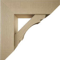 Ekena Millwork - BKTUR0756X28X28OLY06RCPR - Timberthane Faux Wood Olympic Style Bracket w/ Offset Brace, Slat Ends, 7 1/2"W x 28"D x 28"H, Primed Tan