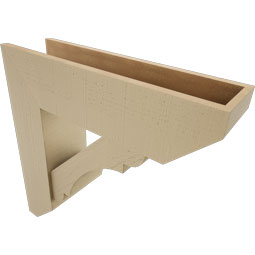 Ekena Millwork - BKTUR0756X28X28OLY06RCPR - Timberthane Faux Wood Olympic Style Bracket w/ Offset Brace, Slat Ends, 7 1/2"W x 28"D x 28"H, Primed Tan