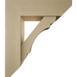 Ekena Millwork - BKTUR0756X28X32OLY06RCPR - Timberthane Faux Wood Olympic Style Bracket w/ Offset Brace, Slat Ends, 7 1/2"W x 28"D x 32"H, Primed Tan