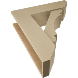 Ekena Millwork - BKTUR0756X28X32OLY06RCPR - Timberthane Faux Wood Olympic Style Bracket w/ Offset Brace, Slat Ends, 7 1/2"W x 28"D x 32"H, Primed Tan