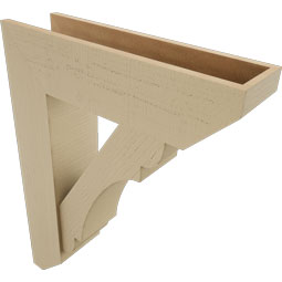 Ekena Millwork - BKTUR0756X28X36OLY06RCPR - Timberthane Faux Wood Olympic Style Bracket w/ Offset Brace, Slat Ends, 7 1/2"W x 28"D x 36"H, Primed Tan