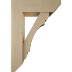 Ekena Millwork - BKTUR0756X28X40OLY06RCPR - Timberthane Faux Wood Olympic Style Bracket w/ Offset Brace, Slat Ends, 7 1/2"W x 28"D x 40"H, Primed Tan