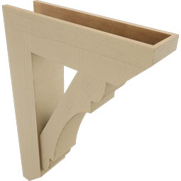 Ekena Millwork - BKTUR0756X28X40OLY06RCPR - Timberthane Faux Wood Olympic Style Bracket w/ Offset Brace, Slat Ends, 7 1/2"W x 28"D x 40"H, Primed Tan