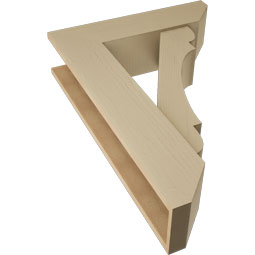 Ekena Millwork - BKTUR0756X28X40OLY06RCPR - Timberthane Faux Wood Olympic Style Bracket w/ Offset Brace, Slat Ends, 7 1/2"W x 28"D x 40"H, Primed Tan