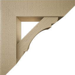 Ekena Millwork - BKTUR0756X30X30OLY06RCPR - Timberthane Faux Wood Olympic Style Bracket w/ Offset Brace, Slat Ends, 7 1/2"W x 30"D x 30"H, Primed Tan