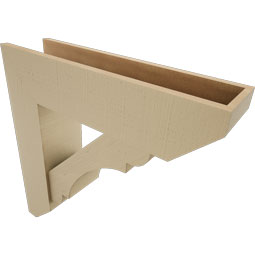 Ekena Millwork - BKTUR0756X30X30OLY06RCPR - Timberthane Faux Wood Olympic Style Bracket w/ Offset Brace, Slat Ends, 7 1/2"W x 30"D x 30"H, Primed Tan