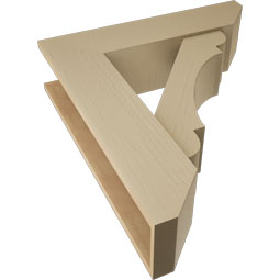 Ekena Millwork - BKTUR0756X30X34OLY06RCPR - Timberthane Faux Wood Olympic Style Bracket w/ Offset Brace, Slat Ends, 7 1/2"W x 30"D x 34"H, Primed Tan