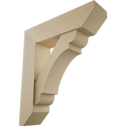 Ekena Millwork - BKTUR0756X30X34OLY06RCPR - Timberthane Faux Wood Olympic Style Bracket w/ Offset Brace, Slat Ends, 7 1/2"W x 30"D x 34"H, Primed Tan