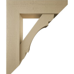 Ekena Millwork - BKTUR0756X30X36OLY06RCPR - Timberthane Faux Wood Olympic Style Bracket w/ Offset Brace, Slat Ends, 7 1/2"W x 30"D x 36"H, Primed Tan