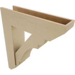 Ekena Millwork - BKTUR0756X30X36OLY06RCPR - Timberthane Faux Wood Olympic Style Bracket w/ Offset Brace, Slat Ends, 7 1/2"W x 30"D x 36"H, Primed Tan