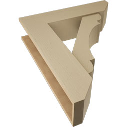 Ekena Millwork - BKTUR0756X30X36OLY06RCPR - Timberthane Faux Wood Olympic Style Bracket w/ Offset Brace, Slat Ends, 7 1/2"W x 30"D x 36"H, Primed Tan