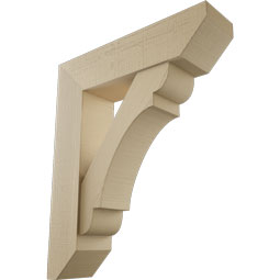Ekena Millwork - BKTUR0756X30X36OLY06RCPR - Timberthane Faux Wood Olympic Style Bracket w/ Offset Brace, Slat Ends, 7 1/2"W x 30"D x 36"H, Primed Tan