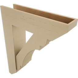 Ekena Millwork - BKTUR0756X30X38OLY06RCPR - Timberthane Faux Wood Olympic Style Bracket w/ Offset Brace, Slat Ends, 7 1/2"W x 30"D x 38"H, Primed Tan
