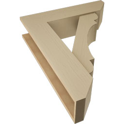 Ekena Millwork - BKTUR0756X30X38OLY06RCPR - Timberthane Faux Wood Olympic Style Bracket w/ Offset Brace, Slat Ends, 7 1/2"W x 30"D x 38"H, Primed Tan