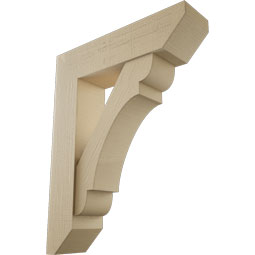 Ekena Millwork - BKTUR0756X30X38OLY06RCPR - Timberthane Faux Wood Olympic Style Bracket w/ Offset Brace, Slat Ends, 7 1/2"W x 30"D x 38"H, Primed Tan