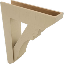 Ekena Millwork - BKTUR0756X30X42OLY06RCPR - Timberthane Faux Wood Olympic Style Bracket w/ Offset Brace, Slat Ends, 7 1/2"W x 30"D x 42"H, Primed Tan