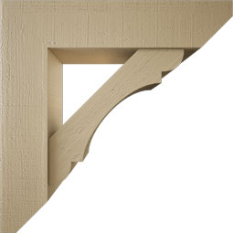 Ekena Millwork - BKTUR0756X32X32OLY06RCPR - Timberthane Faux Wood Olympic Style Bracket w/ Offset Brace, Slat Ends, 7 1/2"W x 32"D x 32"H, Primed Tan