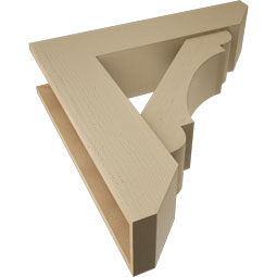Ekena Millwork - BKTUR0756X32X32OLY06RCPR - Timberthane Faux Wood Olympic Style Bracket w/ Offset Brace, Slat Ends, 7 1/2"W x 32"D x 32"H, Primed Tan