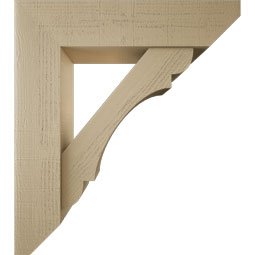 Ekena Millwork - BKTUR0756X32X36OLY06RCPR - Timberthane Faux Wood Olympic Style Bracket w/ Offset Brace, Slat Ends, 7 1/2"W x 32"D x 36"H, Primed Tan