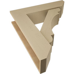 Ekena Millwork - BKTUR0756X32X36OLY06RCPR - Timberthane Faux Wood Olympic Style Bracket w/ Offset Brace, Slat Ends, 7 1/2"W x 32"D x 36"H, Primed Tan