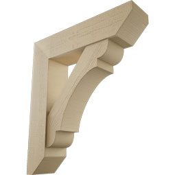 Ekena Millwork - BKTUR0756X32X36OLY06RCPR - Timberthane Faux Wood Olympic Style Bracket w/ Offset Brace, Slat Ends, 7 1/2"W x 32"D x 36"H, Primed Tan