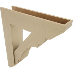 Ekena Millwork - BKTUR0756X32X38OLY06RCPR - Timberthane Faux Wood Olympic Style Bracket w/ Offset Brace, Slat Ends, 7 1/2"W x 32"D x 38"H, Primed Tan
