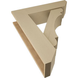 Ekena Millwork - BKTUR0756X32X38OLY06RCPR - Timberthane Faux Wood Olympic Style Bracket w/ Offset Brace, Slat Ends, 7 1/2"W x 32"D x 38"H, Primed Tan