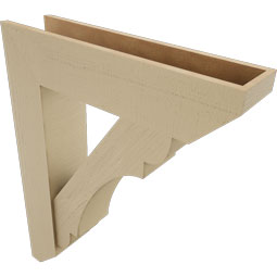 Ekena Millwork - BKTUR0756X32X40OLY06RCPR - Timberthane Faux Wood Olympic Style Bracket w/ Offset Brace, Slat Ends, 7 1/2"W x 32"D x 40"H, Primed Tan