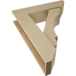 Ekena Millwork - BKTUR0756X32X40OLY06RCPR - Timberthane Faux Wood Olympic Style Bracket w/ Offset Brace, Slat Ends, 7 1/2"W x 32"D x 40"H, Primed Tan