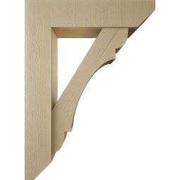 Ekena Millwork - BKTUR0756X32X44OLY06RCPR - Timberthane Faux Wood Olympic Style Bracket w/ Offset Brace, Slat Ends, 7 1/2"W x 32"D x 44"H, Primed Tan