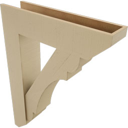 Ekena Millwork - BKTUR0756X32X44OLY06RCPR - Timberthane Faux Wood Olympic Style Bracket w/ Offset Brace, Slat Ends, 7 1/2"W x 32"D x 44"H, Primed Tan