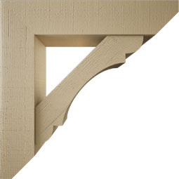 Ekena Millwork - BKTUR0756X34X34OLY06RCPR - Timberthane Faux Wood Olympic Style Bracket w/ Offset Brace, Slat Ends, 7 1/2"W x 34"D x 34"H, Primed Tan