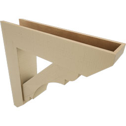 Ekena Millwork - BKTUR0756X34X34OLY06RCPR - Timberthane Faux Wood Olympic Style Bracket w/ Offset Brace, Slat Ends, 7 1/2"W x 34"D x 34"H, Primed Tan