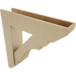 Ekena Millwork - BKTUR0756X34X38OLY06RCPR - Timberthane Faux Wood Olympic Style Bracket w/ Offset Brace, Slat Ends, 7 1/2"W x 34"D x 38"H, Primed Tan