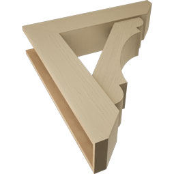 Ekena Millwork - BKTUR0756X34X38OLY06RCPR - Timberthane Faux Wood Olympic Style Bracket w/ Offset Brace, Slat Ends, 7 1/2"W x 34"D x 38"H, Primed Tan
