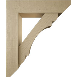 Ekena Millwork - BKTUR0756X34X40OLY06RCPR - Timberthane Faux Wood Olympic Style Bracket w/ Offset Brace, Slat Ends, 7 1/2"W x 34"D x 40"H, Primed Tan