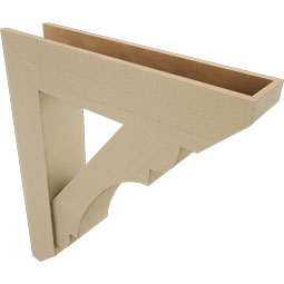 Ekena Millwork - BKTUR0756X34X40OLY06RCPR - Timberthane Faux Wood Olympic Style Bracket w/ Offset Brace, Slat Ends, 7 1/2"W x 34"D x 40"H, Primed Tan