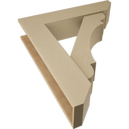 Ekena Millwork - BKTUR0756X34X40OLY06RCPR - Timberthane Faux Wood Olympic Style Bracket w/ Offset Brace, Slat Ends, 7 1/2"W x 34"D x 40"H, Primed Tan