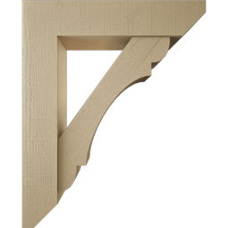 Ekena Millwork - BKTUR0756X34X42OLY06RCPR - Timberthane Faux Wood Olympic Style Bracket w/ Offset Brace, Slat Ends, 7 1/2"W x 34"D x 42"H, Primed Tan