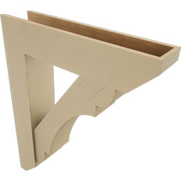 Ekena Millwork - BKTUR0756X34X42OLY06RCPR - Timberthane Faux Wood Olympic Style Bracket w/ Offset Brace, Slat Ends, 7 1/2"W x 34"D x 42"H, Primed Tan