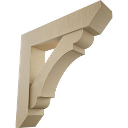 Ekena Millwork - BKTUR0756X36X36OLY06RCPR - Timberthane Faux Wood Olympic Style Bracket w/ Offset Brace, Slat Ends, 7 1/2"W x 36"D x 36"H, Primed Tan