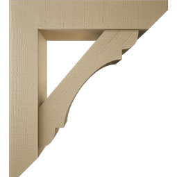 Ekena Millwork - BKTUR0756X36X40OLY06RCPR - Timberthane Faux Wood Olympic Style Bracket w/ Offset Brace, Slat Ends, 7 1/2"W x 36"D x 40"H, Primed Tan