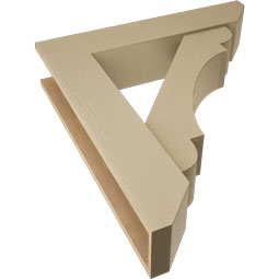 Ekena Millwork - BKTUR0756X36X40OLY06RCPR - Timberthane Faux Wood Olympic Style Bracket w/ Offset Brace, Slat Ends, 7 1/2"W x 36"D x 40"H, Primed Tan