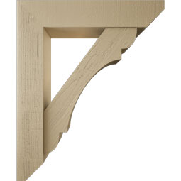 Ekena Millwork - BKTUR0756X36X44OLY06RCPR - Timberthane Faux Wood Olympic Style Bracket w/ Offset Brace, Slat Ends, 7 1/2"W x 36"D x 44"H, Primed Tan