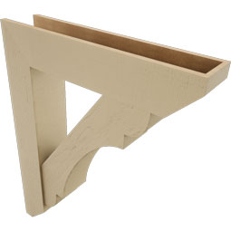 Ekena Millwork - BKTUR0756X36X44OLY06RCPR - Timberthane Faux Wood Olympic Style Bracket w/ Offset Brace, Slat Ends, 7 1/2"W x 36"D x 44"H, Primed Tan